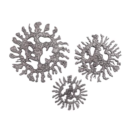 Set of 3 Silver Aluminum Modern Wall Decor, 25" x 25" x 25"